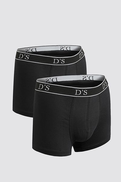 D'S Damat Μαύρο Lycra Boxer Σετ 2 - Groom, Λαστιχένια μέση, Λογότυπο μάρκας, Stretchable