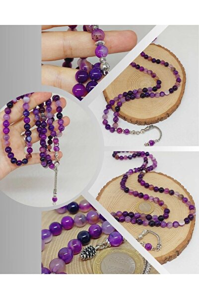 Yasamtohumu Ахат, лилав цвят, 99 молитвени мъниста 8 мм (7777)