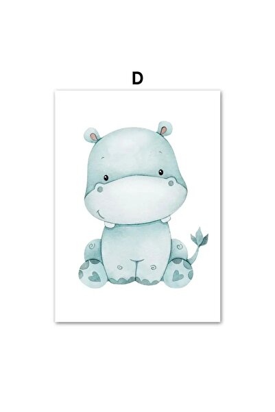 Öz Kupa 20x 30 Cm Pastel Renkli Bebek Hayvanlar, 6’lı Çerçeve Görünümlü Mdf Tablo Seti