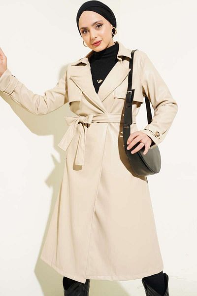 YILMAZBARMAZ WOMEN'S LEATHER TRENCH COAT