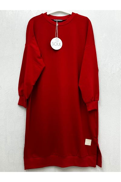 Soul Women's Two Yarn Crew Neck Seasonal Comfortable Fit Below Knee Tunic 306450