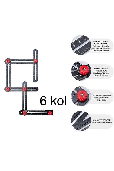 BGA 6 Handle Foldable Ruler Tiler Ruler Carpenter Master Measure Ruler Angle Finder