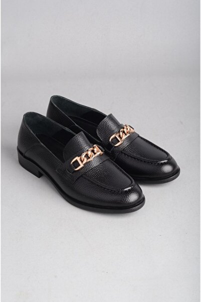 SEÇ KUNDURA Mocasini de dama din piele neagra autentica cu detaliu de lant - ...