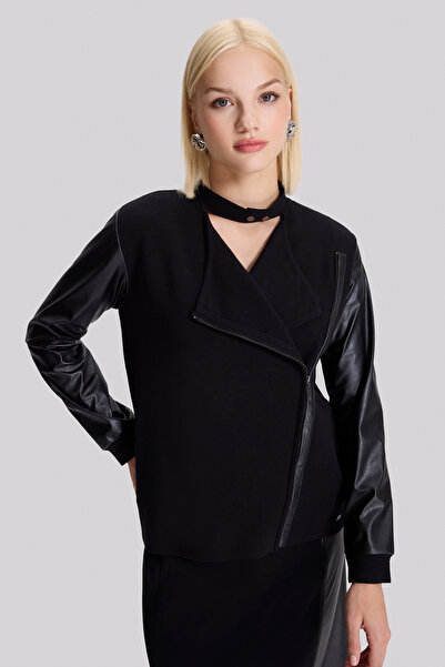 Naramaxx Deri Karışımlı Triko Ceket