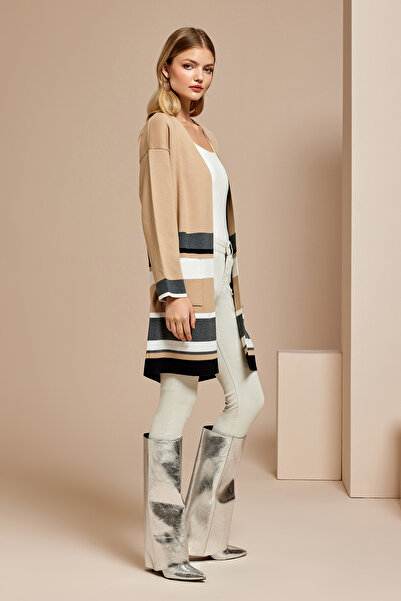 Naramaxx Çizgili Uzun Triko Hırka