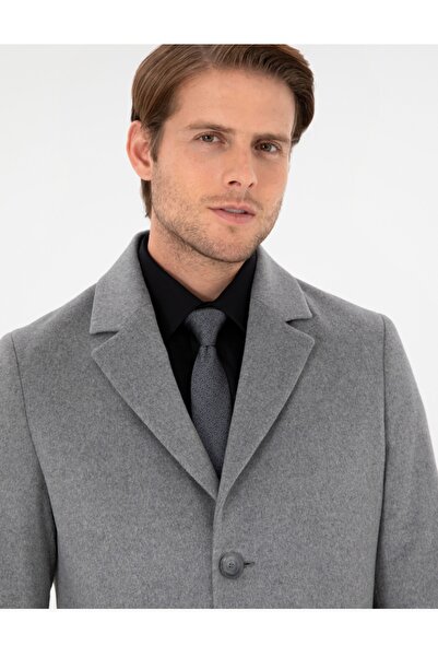 Pierre Cardin Light Gray Extra Slim Woolen Cashew Coat