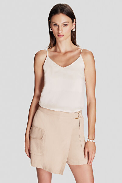 Naramaxx Keten Karışımlı Cepli Şort Etek