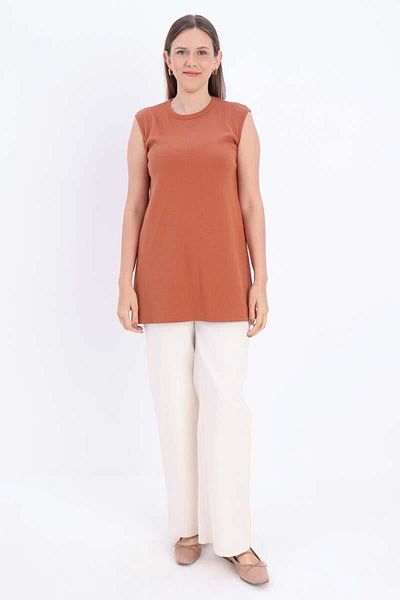 ALLDAY Tile-Cotton Ribbed Sleeveless T-Shirt