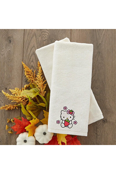 Ursa HELLO KİTTY ÇİLEK NAKIŞLI KREM RENGİ ÇOCUK HAVLUSU 30X50