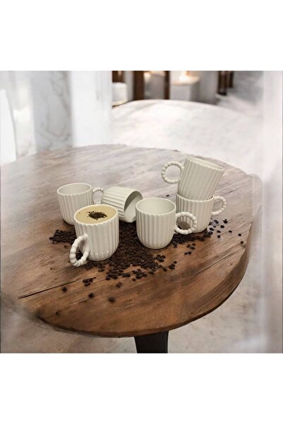 HomeSipahi Set of 6 Patterned Bead Handle Trend Mug - Mug and Glass