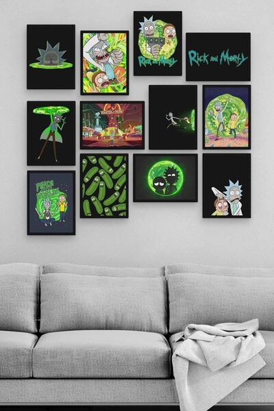 Pi Dekorasyon Rick And Morty 12 Parça Ahşap Mdf Tablo Zlltb267