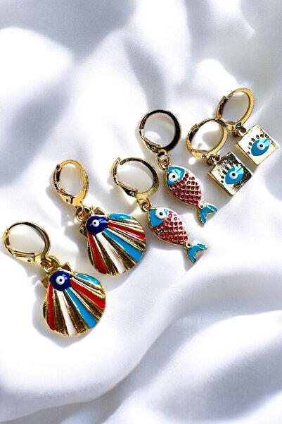 PETEK AKSESUAR مجموعة أقراط على شكل سمكة البحر مكونة من 6 قطع