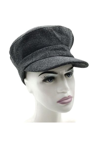 AXE SPORTSWEAR Women's Winter Anthracite Stamp Soft Textured Sailor Type Captain Cap Hat Hat