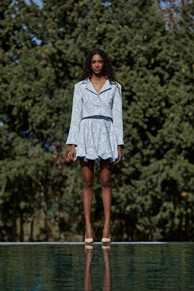 Nur OSKAY Bon, Gri Balon  Etek Ceket Takım