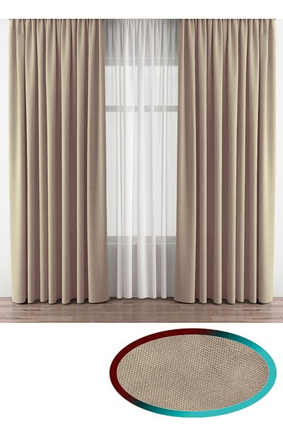 İ.D İpek Dokuma Beige Velvety Fabric Extrafor Drawstring 1st Class Quality Single Wing Background Curtain