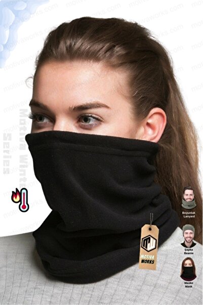 Motiva طوق رقبة من الصوف، قناع أسود، 3 في 1، طوق رقبة للدراجة النارية