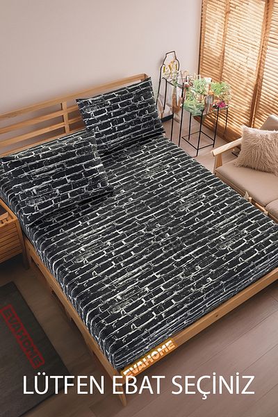 Lorien Anthracite Stone Patterned Fitted Sheet Set - Single/ Double/ King Size