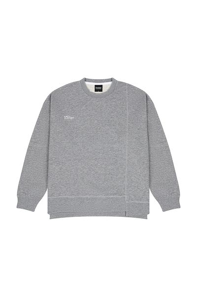 Eazy Co Hanorac premium oversize unisex gri Melange cu gât crew de primăvară petice