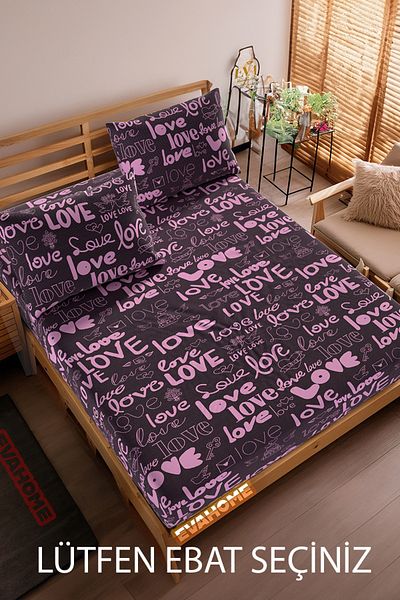 Lorien Patterned Love Fitted Sheet Set - Single/Double/King Size