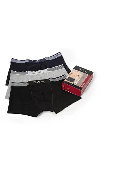 Pierre Cardin 3-Piece Black Navy Blue Gray Boxer - Modal Cotton and Lycra R.O.3.Z.6.E.L.0.T.