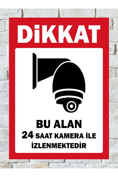 zafrakreklam Attention This Area Is Monitored 24 Hours with Camera 24X34Cm Sign Pvc Board