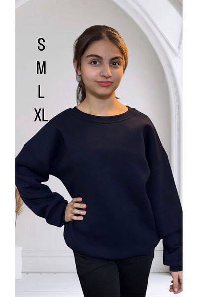 happyteks Navy Blue Oversize Sweatshirt