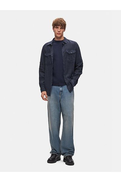 Ltb Βασικό μακρυμάνικο πουκάμισο Navy Blue