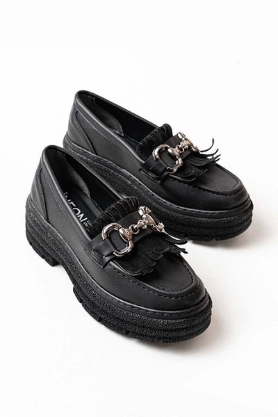 surkent Gold 749-750 Black Buckle Casual High-Top Loafer Shoes