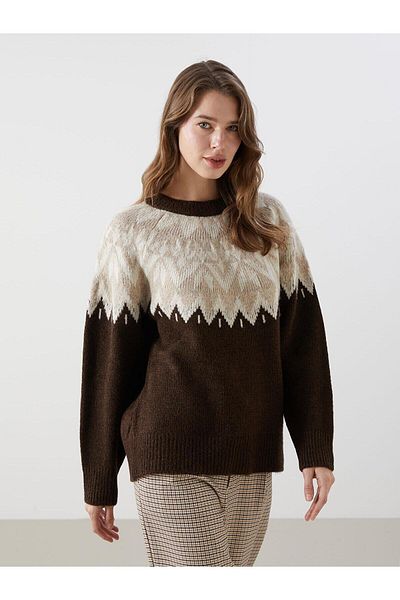 LC Waikiki Дамски трикотажен пуловер с кръгло деколте LCW Modest