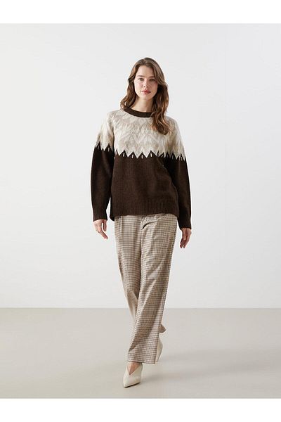 LC Waikiki Дамски трикотажен пуловер с кръгло деколте LCW Modest