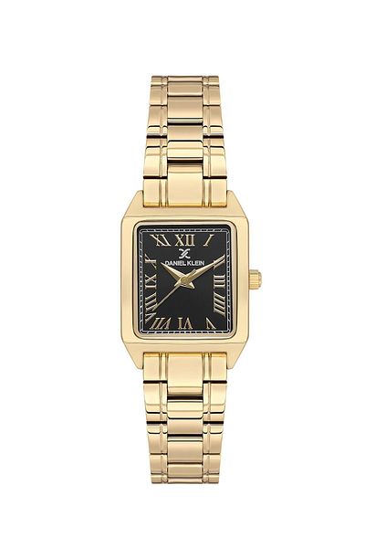 Daniel Klein Dkf.2315A New Trend Gold Case Black Dial Cornered Women's Watch