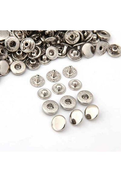 BİGÜMEX 12.5mm Studs (54 STRIPS) 100 PiecesNickel (SILVER) Color Snap