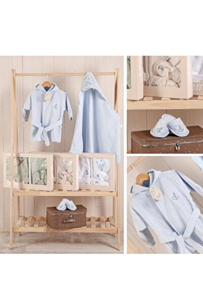 Cherub Baby Sailing Denizci Lüx Organik Yenidoğan Erkek Bebek Havlu Bornoz Se...