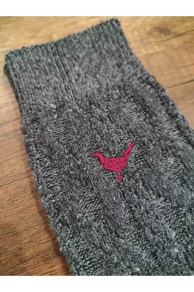 erceys Ανδρικά Premium Κεντημένα 3 Ζεύγη Μάλλινες Κάλτσες με σχέδια