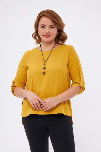UNIQUE LADY Stylish Large Size Blouse with Snap Detailed Necklace