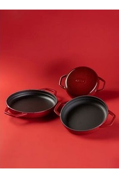 HOSSE Set of 3 Cast Iron Pan 16cm 19cm 22cm