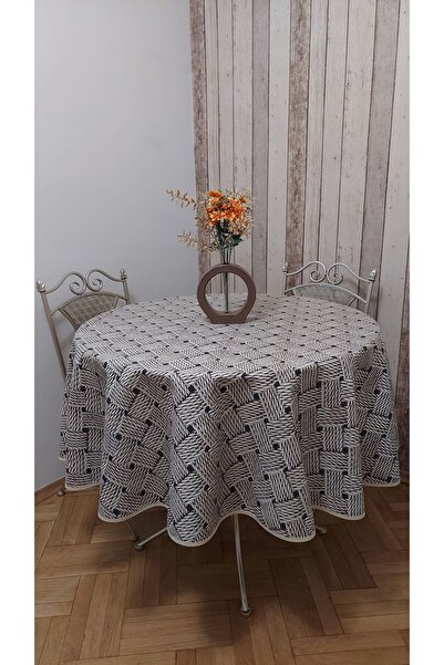 gonk Yuvarlak,rattan desenli,duck (SIVI İTİCİ ,LEKE TUTMAZ) kumaş,masa örtüsü
