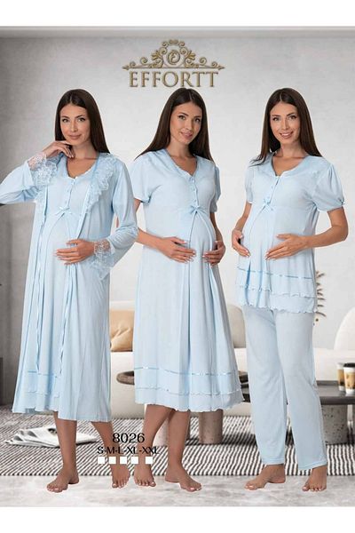 Effortt Set de lenjerie de dormit pentru maternitate Venera Effort - Set de lenjerie de noapte din 4 piese cu detaliu elegant din dantela