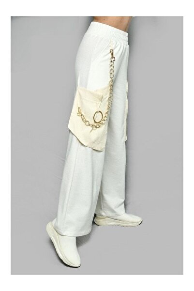 DQMANE Women's High Waist Chain Detailed Design Trousers