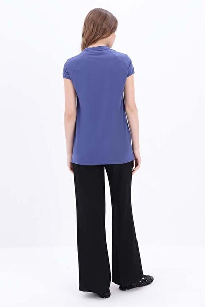 ALLDAY Μπλουζάκι με κοντό μανίκι με λεπτομέρεια από βαμβακερή φούντα Indigo