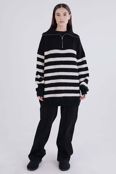 ALLDAY Πλεκτό πουλόβερ με φερμουάρ Black-Stone-Turtleneck