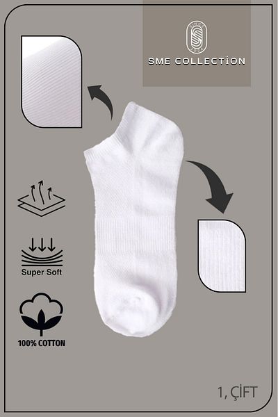 SME COLLECTİON Women's Cotton White Socks Single Pack Non-Tight Socks / Non-Tight / 1St. Class Quality
