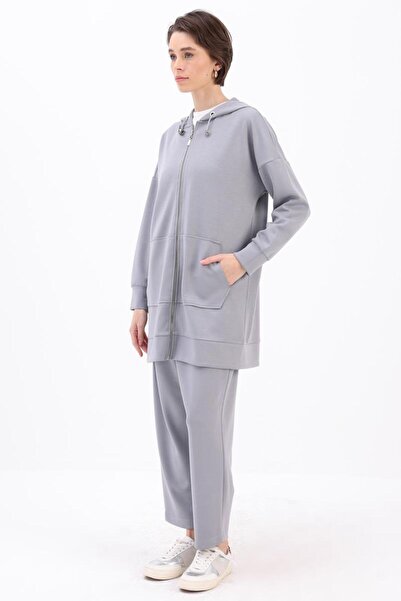 ALLDAY Gri-Kanguru Cepli Eşofman Takımı