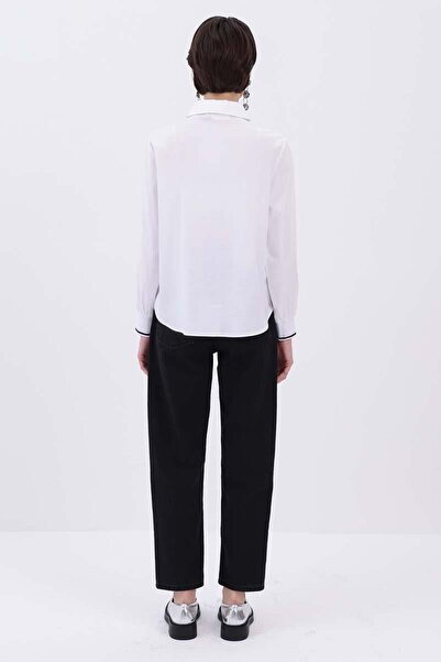 ALLDAY Cămașă albă cu buzunare mari cu nervuri