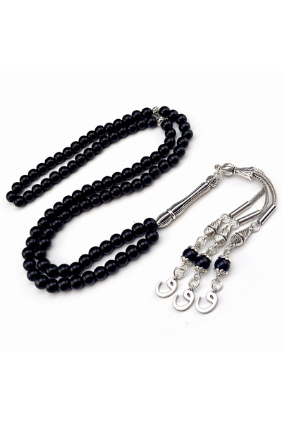 Selderesi 6mm Oniks Doğaltaş 99luk Namaz Tesbihi Dua Zikir Tesbihi 99 Lu