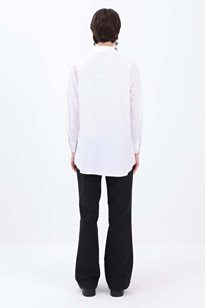 ALLDAY White-Mancheted Stone Shirt Tunic with Smoke Collar