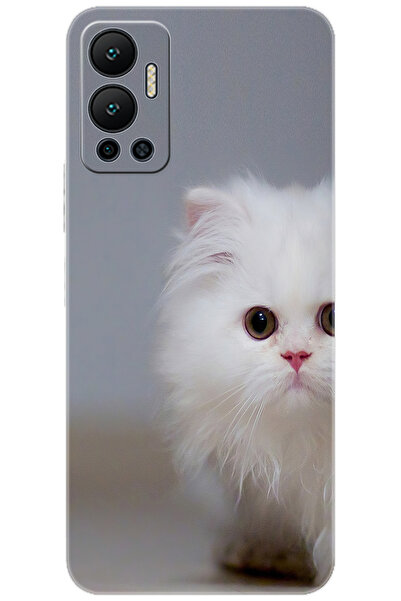 iNfinix Hot 12 (X6817) Uyumlu Kılıf Desen Baskılı Silikon Beyaz Kedi STK:139 CP-q4CmOCe