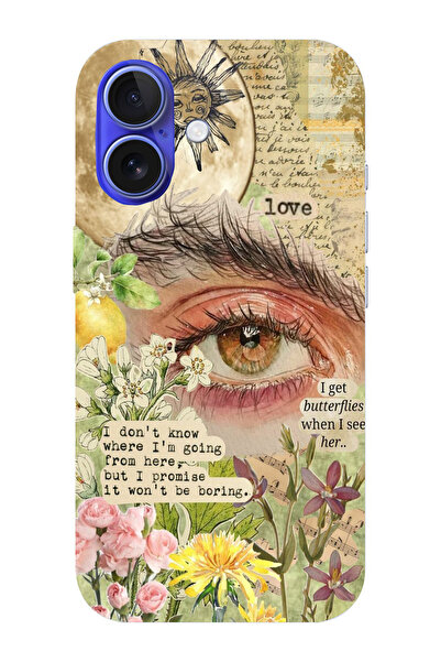 moonset Iphone 16 Uyumlu Göz Tasarımlı Baskılı Şeffaf Telefon Kılıfı