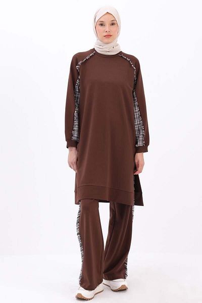 ALLDAY Bitter Brown01-Tweed Garni Detailed Trousers Set