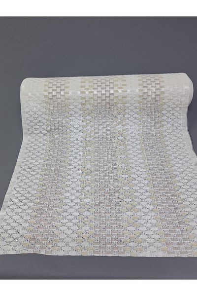 Başak Ev Tekstili Pvc Cupped Lace Shelf and Cabinet Cover Runner (Brown-White)